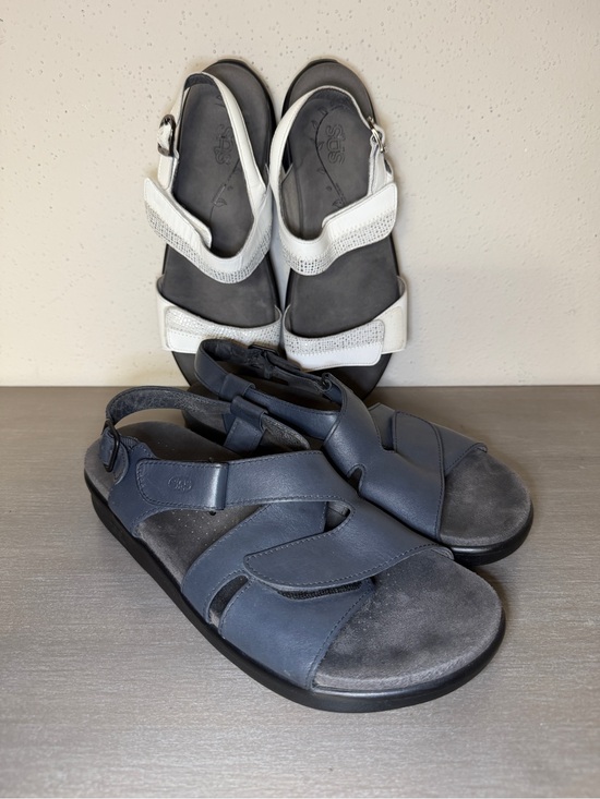 Lot of 2 Pairs: SAS Women\'s Tripad Comfort Sandals, White & Navy Blue, Size 10M